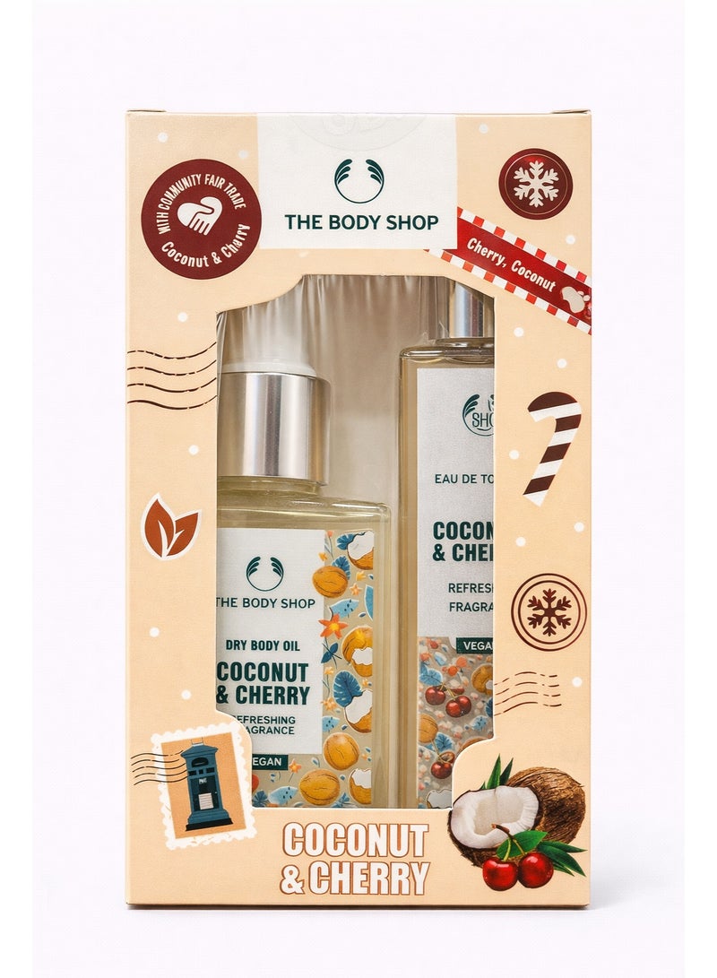 The Body Shop Coconut & Cherry Gift Set – Dry Body Oil & Fragrance Duo - Image 1